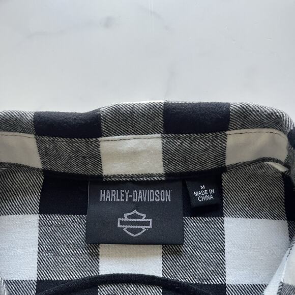 Harley Davidson rustic flannel paid shirt Size M Embroidered western cabin core - Picture 4 of 13